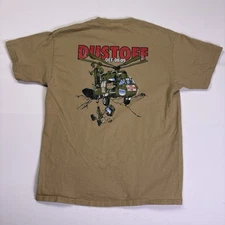 Military Adult Medium Army Chopper Afghanistan Dust Off OEF 08-09 Brown T Shirt