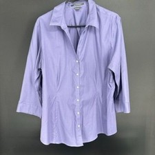 EDDIE BAUER PURPLE DRESS SHIRT 2XL BUTTON FRONT LONG SLEEVE SHIRT STRETCH