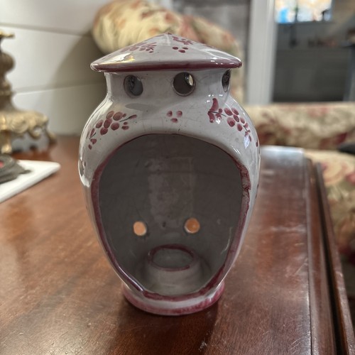 VintageStoneware Pottery Incense Burner Holder Candle Holder Asian Signed - Foto 4 di 9