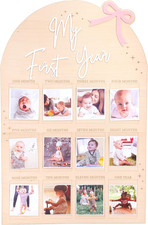 Bow My First Year Birthday Board - One Year of Photo Board,Monthly Milestone Woo