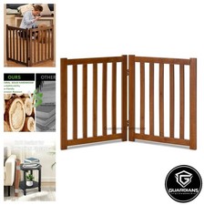 Wooden Freestanding Dog Gate 40 x 24 Inch Foldable Solid Hardwood Pet Barrier