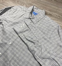 J McLaughlin Men  s Modern Fit Button Up Plaid Shirt Grey Size Large