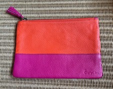 Boden Leather Zipped Womens Keepsake Pouch/Bag/Wallet - Pink & Orange - Freepost