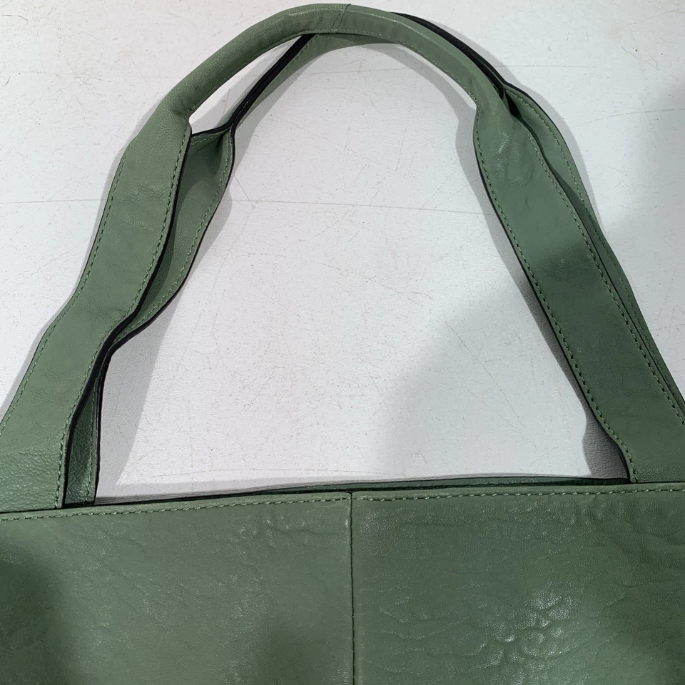 Antonio Melani Large Mint Green Soft Textured Leather Tote Shoulder Bag - Image 3 of 4