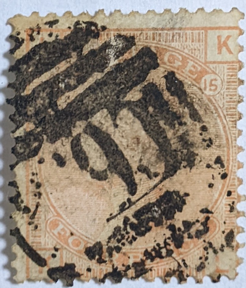 GB Used in Cartagena, CO/Vermillion, 4d(SG152, Pl. 15)/"C65"/Cat.  475 GBP/G-VG