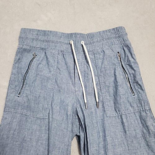 Athleta Hose Damen 4 blau Cabo Leinen weites Bein Gummibund Reißverschlusstaschen Beachy - Bild 4 von 14