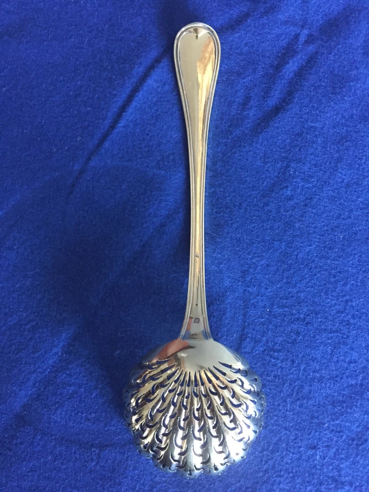 ANTIGUO TAMIZ DE AZÚCAR FRANCÉS .950 PLATA LOUIS ISIDORE ANGEE PARÍS ORO VERMEIL Foto 3 de 4