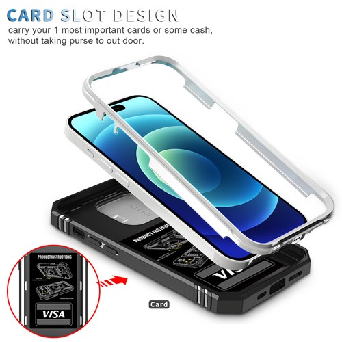 Funda protectora con soporte para cámara deslizante a prueba de golpes para iPhone 15 14 13 12 11 Pro - Imagen 63 de 112