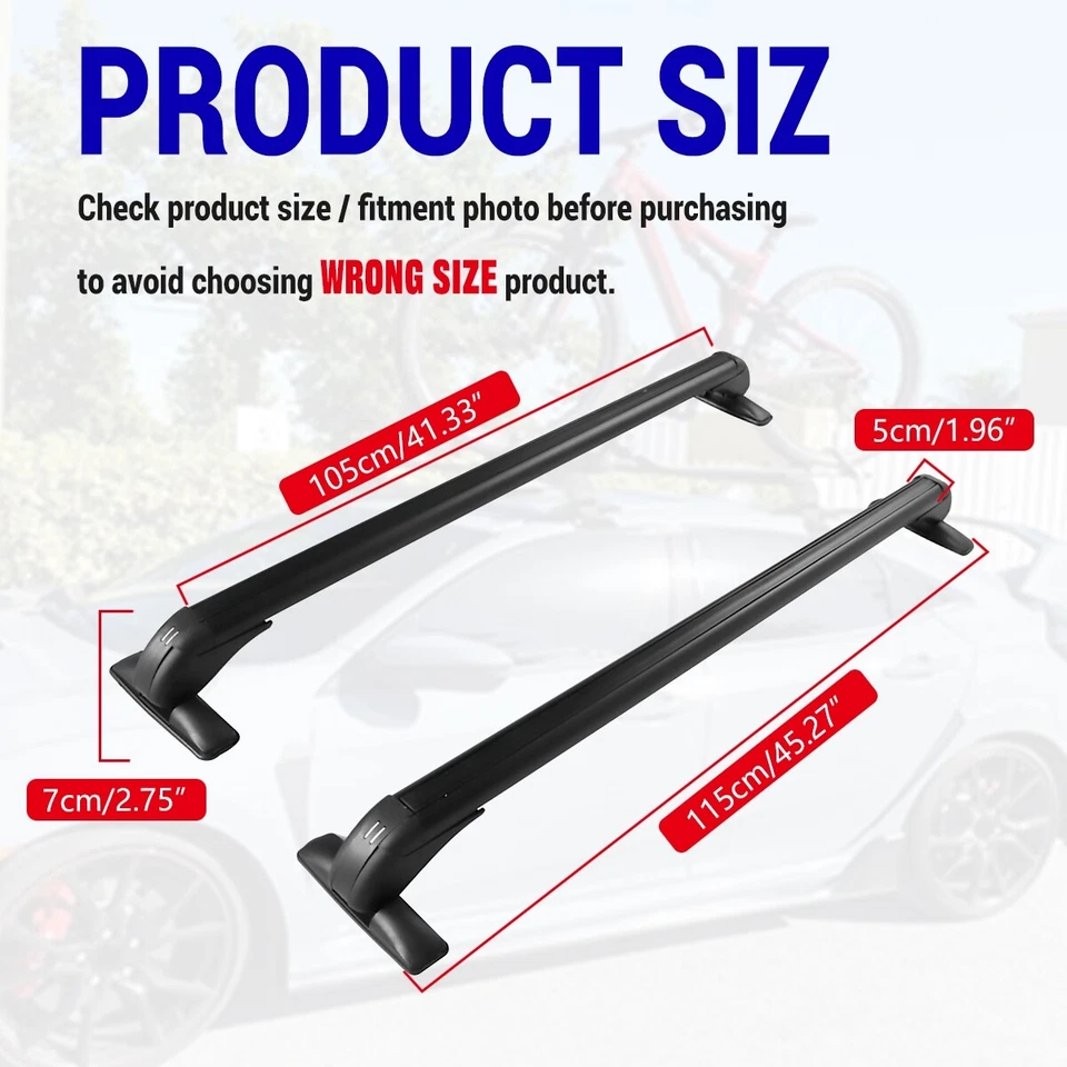 For Acura TL 2004-2014 Top Roof Rack Cross Bar Luggage Cargo Carrier w/ Lock Foto 2 de 4