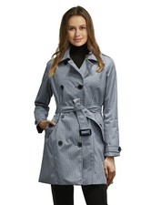 Womens Double Breasted Slim Fit Coat Belted Trench Jackets Windproof Button