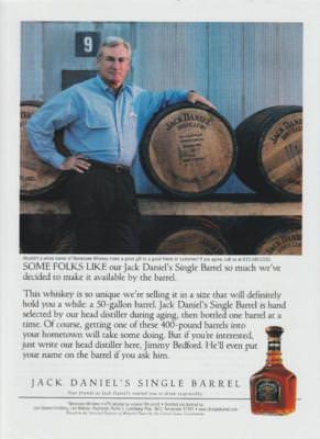 Jack Daniel's Lynchburg TN Barrels 2000 MAGAZINE PRINT AD Jimmy Bedford Head Dis