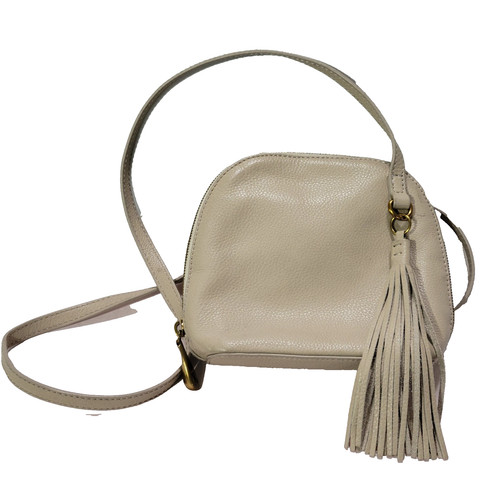 Hobo Nash Crossbody Bag Purse Beige Tan Fringe Tassel Leather