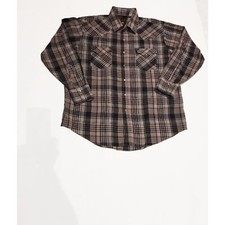 Plains Western Wear Long Sleeve Pearl Snap Men's Plaid Shirt Size L