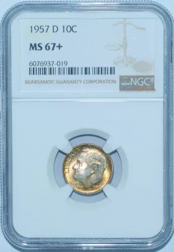 1957 D NGC MS67+ Roosevelt Silver Dime
