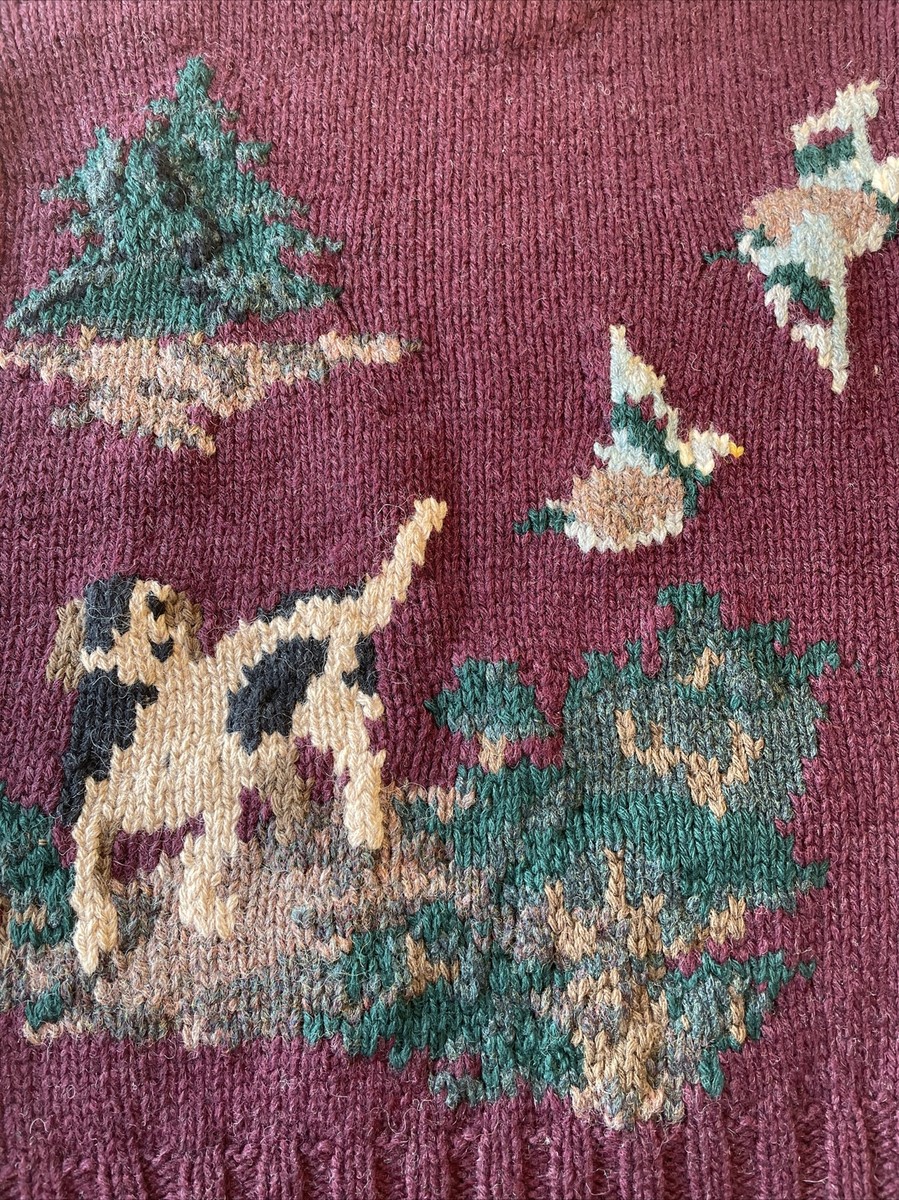80 VTG Ralph Lauren Hunting Dog Hound Duck Wool Hand Knit 80 VTG Ralph Lauren Hunting Dog Hound Duck Wool Hand Knit