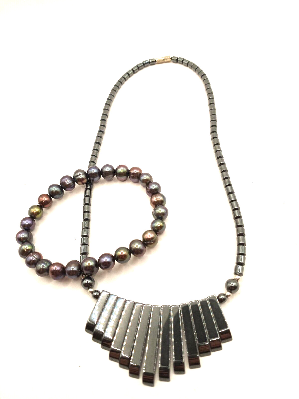 Beautiful Hematite Small Statement Necklace with … - image 8