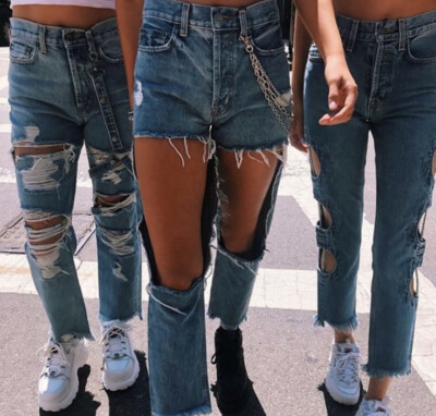 carmar denim distressed cut out jeans