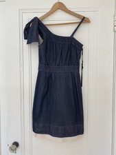 Marc by Marc Jacobs Navy White Cotton Eyelet One Shoulder Bow  Dress 0 $298