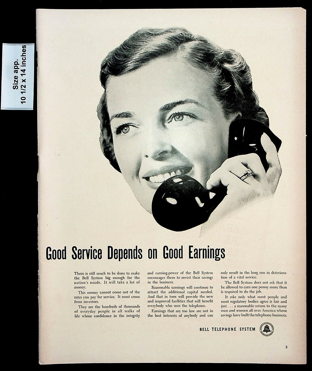1948 Bell Telephone System Woman Phone Call Good Service Vintage 