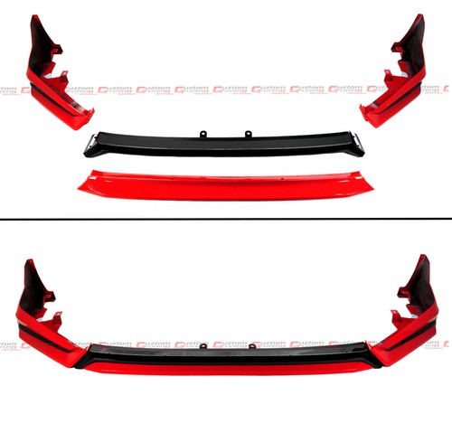 For 2022-24 Honda Civic Yofer V3 Black Rallye Red Front Bumper Lip Splitter Kit - Picture 5 of 11
