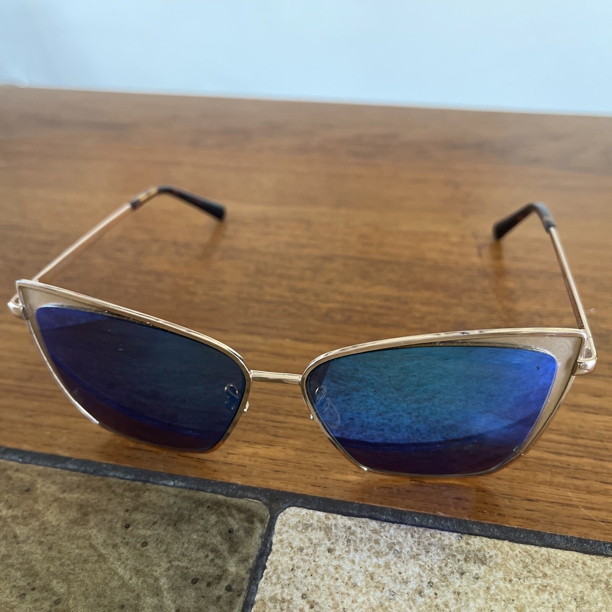 Diff Eyewear Becky GD-BU18 Sunglasses Gold Blue Mirror Glasses