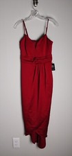 Express Red Pleated Spaghetti Strap Tulip Dress X-Small NWT