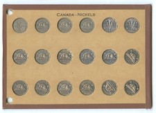 1931 to 1962 . 18 Canada 5 Cent Nickels Sharp detail. 2 "V" coins Estate find 5c