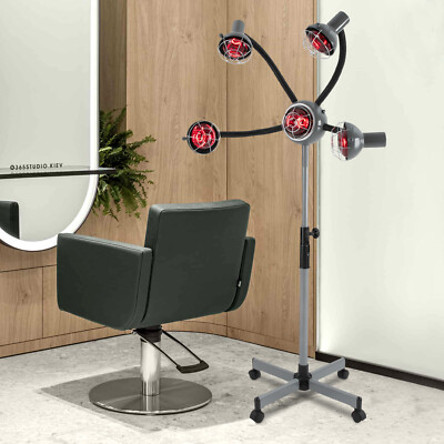 750W 5 Head Salon Infrared Heat Lamp, Adjusting Height Styling Perming Dryer