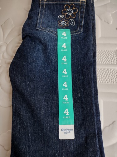 Girls Oshkosh B'gosh Flare Jeans Dark Blue Size 4 Adjustable Waistband - Picture 10 of 15