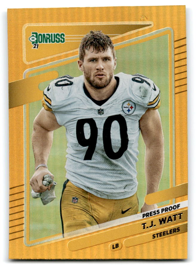 2021 Donruss Press Proof Gold #22b T.J. Watt No Helmet