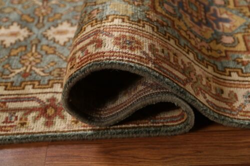 Geometric Heriiz Serapi Green Wool 10 ft Runner Rug Hand-made Hallway Rug 3x10 - Picture 11 of 19