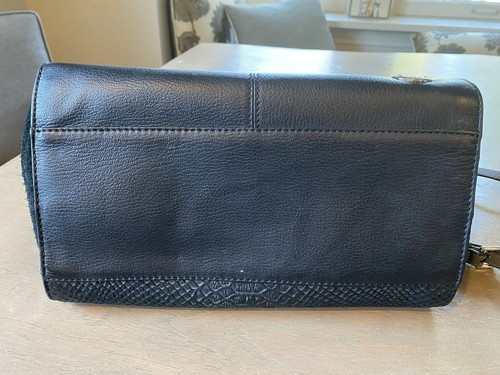 Vince Camuto Addy Leather Satchel Purse Black Gray Large Bag Interior Pristine - Picture 21 of 23