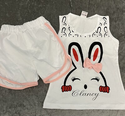 Personalisierte Kleinkind Mädchen süße Ostern Shorts und Trägertop mit 3D Schleife