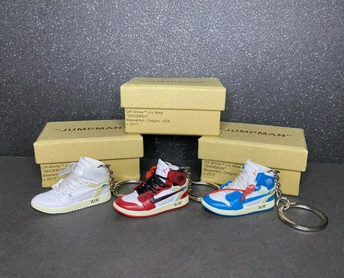 Nike X Off White Air Jordan 1 3D Tenis Llavero Chicago Azul Blanco Con Caja  | eBay