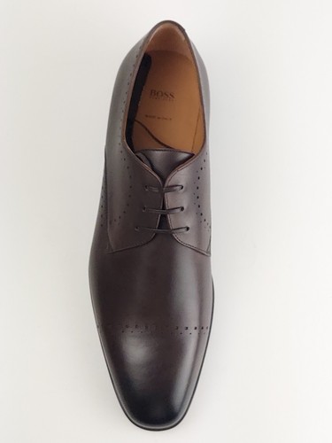 HUGO BOSS KENSINGTON DERBY DARK BROWN ITALIAN LEATHER SHOES UK 10.5 - Picture 8 of 13