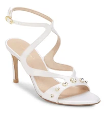 Stuart Weitzman Pearlshine 80 Womens Embellished Satin Heels Sandal White Size 8