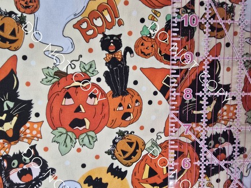 100% Cotton Woven Novelty Fabric Vintage Style Halloween By The 1/4 Yard 9x56