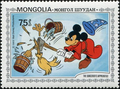 Mongolia #Mi1536 MNH 1983 Fantasia Wizard Mickey Axe Broom Bucket