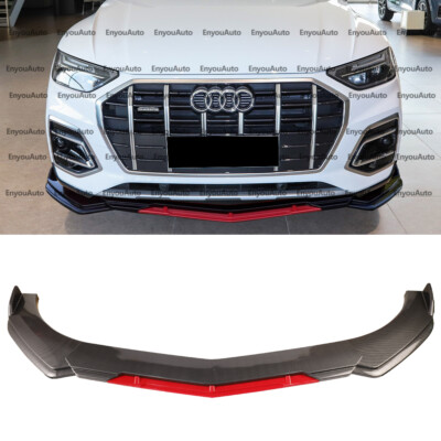 For Audi Q3 Q5 Q7 UNIVERSAL Front Bumper Lip Spoiler Splitter Carbon Fiber Red