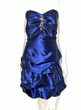 Vtg NWT Jessica McClintock Gunne Sax Blue Jewel Pleat Ruch Strapless Dress Sz 13