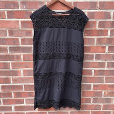 The White Company Shift Dress Size UK 10 Black Evening Party Knee Length