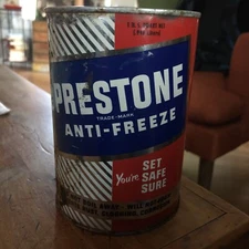 Vintage Prestone Anti-Freeze Quart Steel Can, Eveready