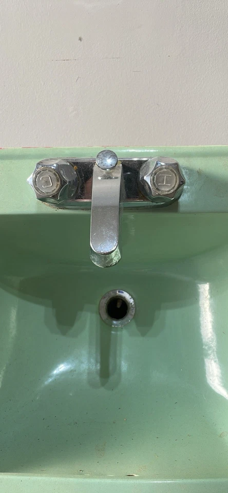 VTG Mid Century Jadeite Green Sink and Faucet Bathroom 1950’s 1960’s Pickup Only - Image 2 of 4