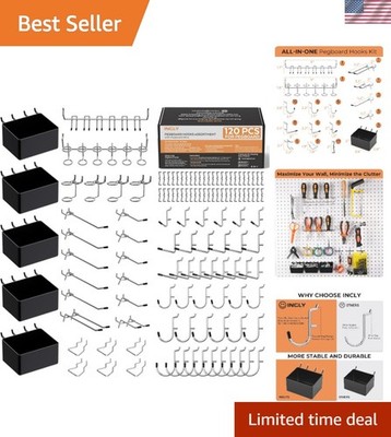 120PCS Pegboard Organizer Kit: Heavy-Duty Hooks & Bins for Max Tool Storage