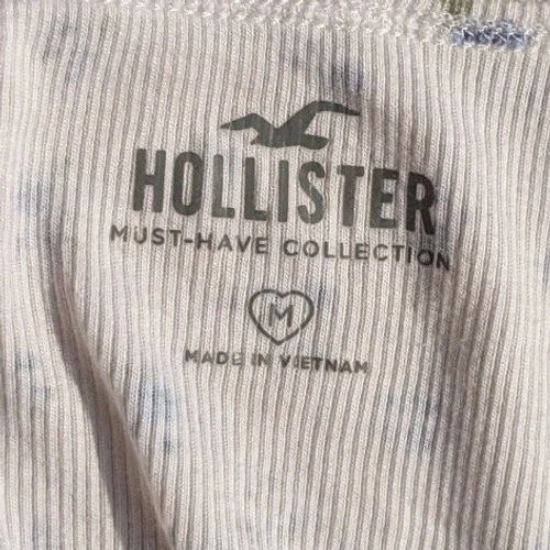 Hollister Floral Lace Cropped Ribbed Cami Tank Top Empire Waist Women's Medium - Image 2 of 4