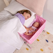 Ivy & Lily Baby Doll Beside Me Crib with Pillow and Quilt Adjustable Pink Cot 3+