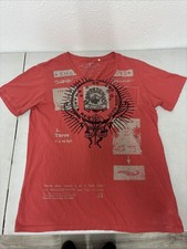 GUESS Los Angeles Red EST 1981 Print  T Shirt Sz Large V-neck