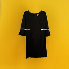 SHELBY & PALMER Women's  Black Dress Size 12 Formal Work Cocktail Bell Sleeves