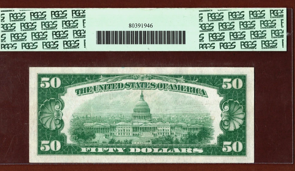 1929  $50  Fed  Reserve  🌟3 DIGIT  SERIAL #    STAR NOTE🌟 PCGS  55 - Image 2 of 4