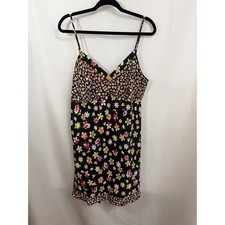 Womens Black Floral Spaghetti Strap Babydoll Lingerie XL Valentines Coquette